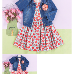 TODDLER GIRL FLORAL DRESS WITH DENIM JACKET