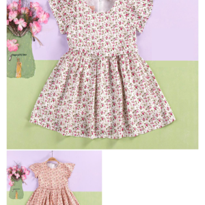 TODDLER GIRL FLUTTER SLEEVE FLORAL PRINT DRESS